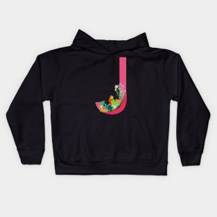 Tropical alphabet J Kids Hoodie